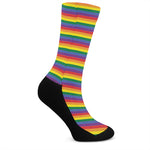 Rainbow Stripe Print Crew Socks
