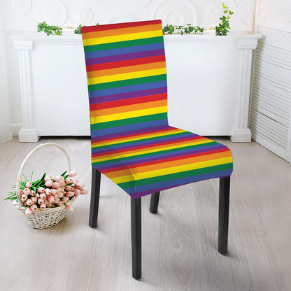 Rainbow Stripe Print Dining Chair Slipcover
