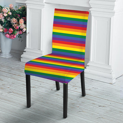 Rainbow Stripe Print Dining Chair Slipcover