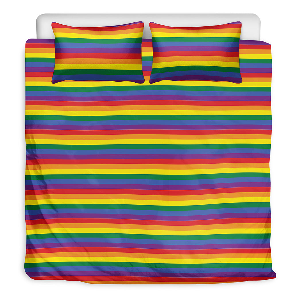 Rainbow Stripe Print Duvet Cover Bedding Set