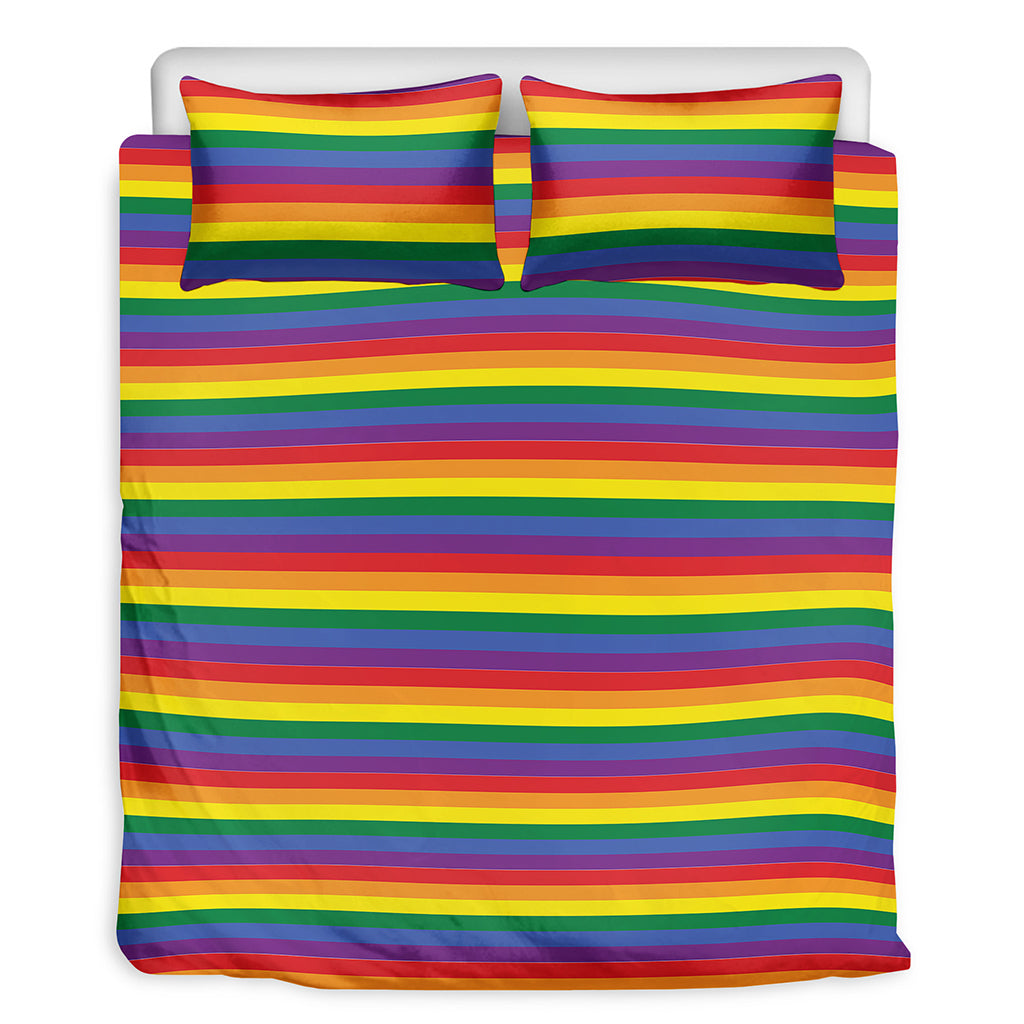 Rainbow Stripe Print Duvet Cover Bedding Set