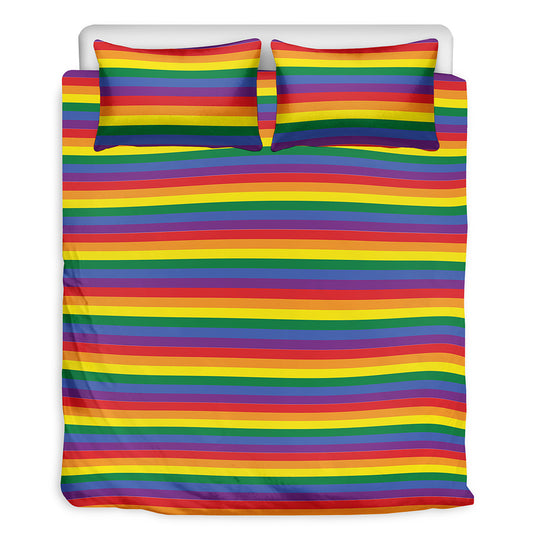 Rainbow Stripe Print Duvet Cover Bedding Set