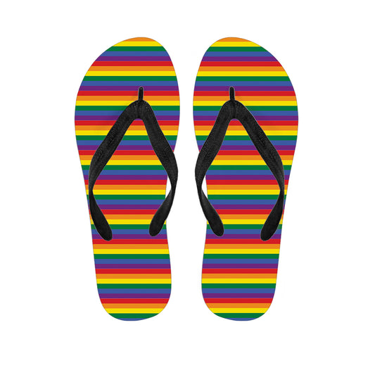 Rainbow Stripe Print Flip Flops
