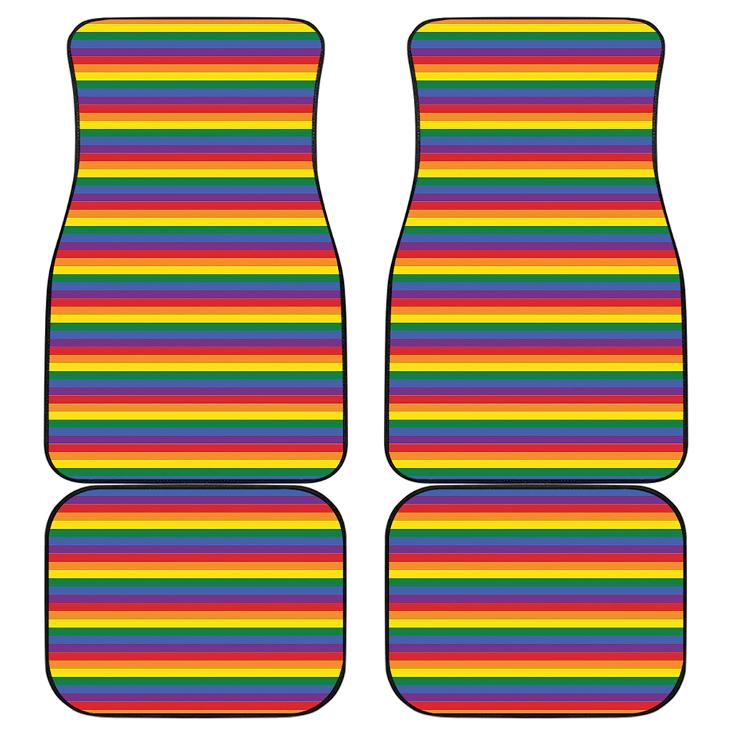 Rainbow Stripe Print Front and Back Car Floor Mats