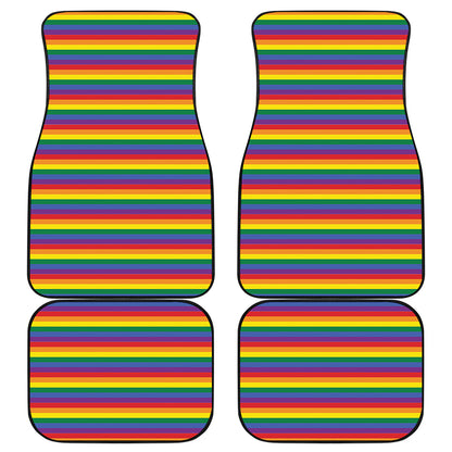 Rainbow Stripe Print Front and Back Car Floor Mats