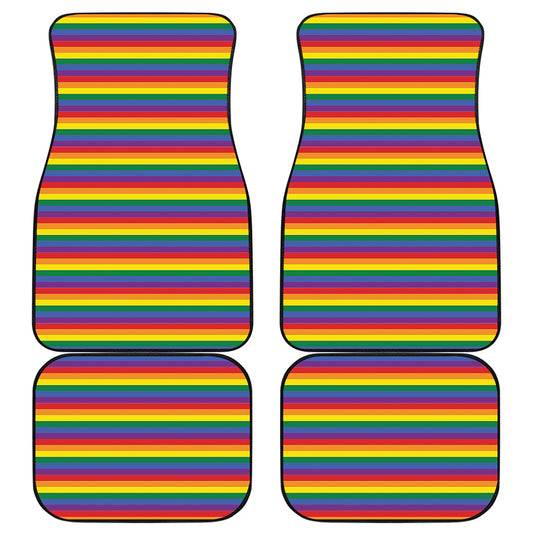 Rainbow Stripe Print Front and Back Car Floor Mats