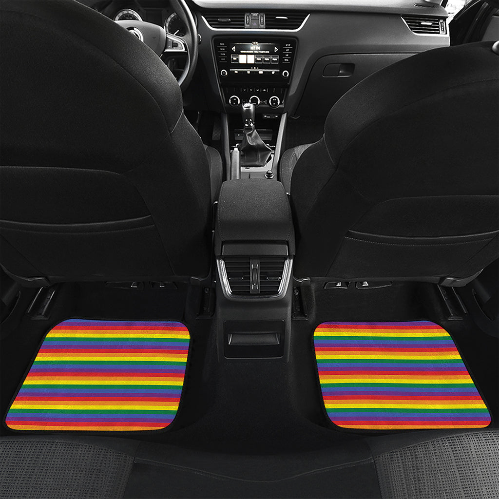 Rainbow Stripe Print Front and Back Car Floor Mats