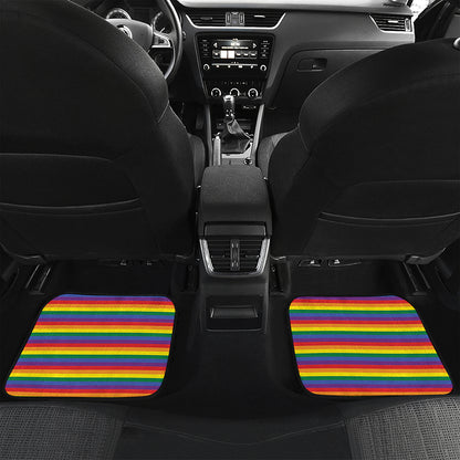 Rainbow Stripe Print Front and Back Car Floor Mats