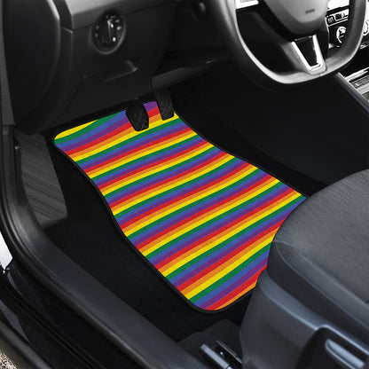 Rainbow Stripe Print Front and Back Car Floor Mats
