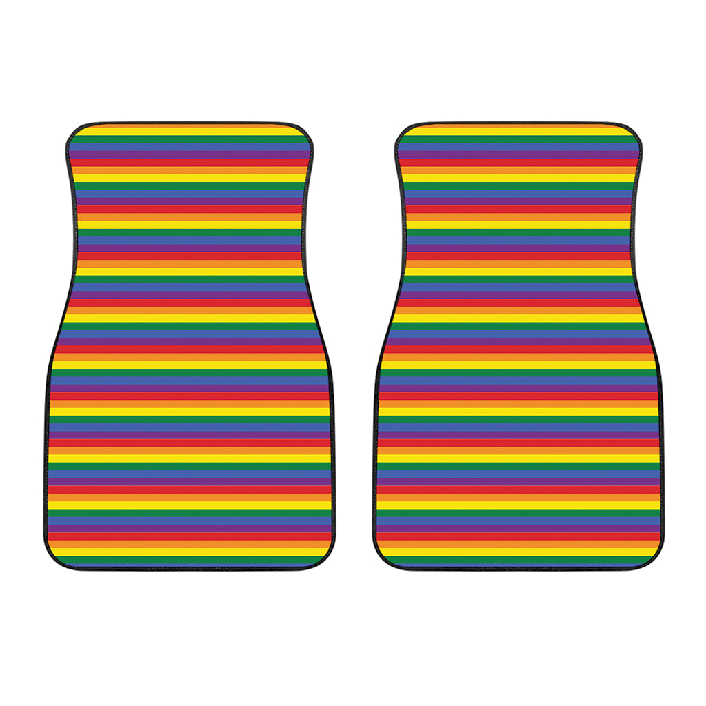 Rainbow Stripe Print Front Car Floor Mats