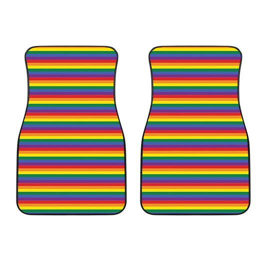 Rainbow Stripe Print Front Car Floor Mats