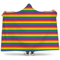Rainbow Stripe Print Hooded Blanket