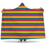 Rainbow Stripe Print Hooded Blanket