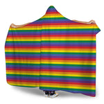 Rainbow Stripe Print Hooded Blanket
