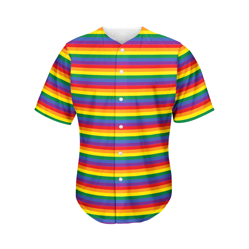 Rainbow Stripe Print Men's Baseball Jersey
