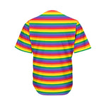 Rainbow Stripe Print Men's Baseball Jersey