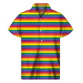 Rainbow Stripe Print Men's Short Sleeve Shirt