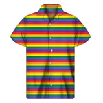 Rainbow Stripe Print Men's Short Sleeve Shirt