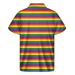 Rainbow Stripe Print Men's Short Sleeve Shirt