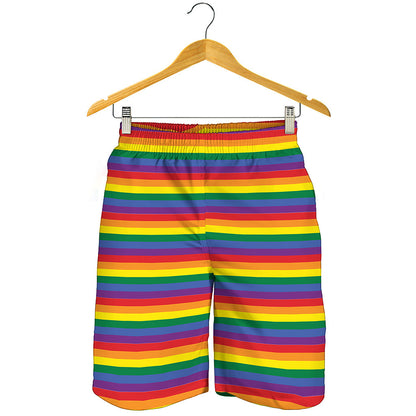 Rainbow Stripe Print Men's Shorts