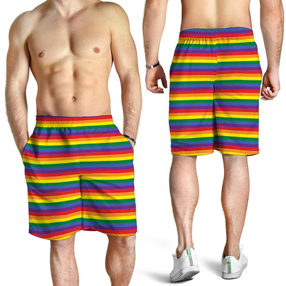 Rainbow Stripe Print Men's Shorts