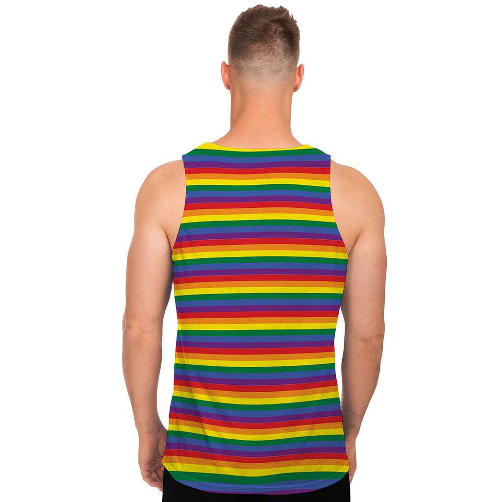 Rainbow Stripe Print Men's Tank Top