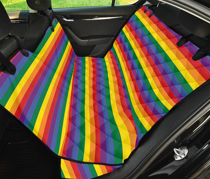 Rainbow Stripe Print Pet Car Back Seat Cover