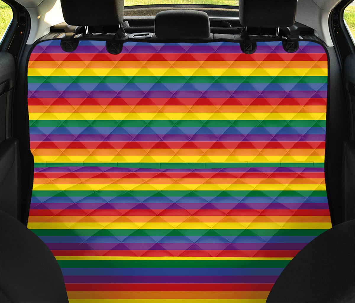 Rainbow Stripe Print Pet Car Back Seat Cover