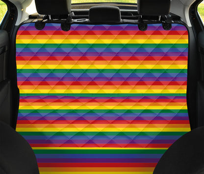 Rainbow Stripe Print Pet Car Back Seat Cover