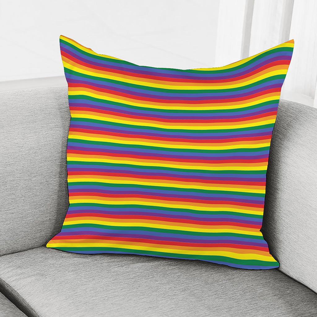 Rainbow Stripe Print Pillow Cover