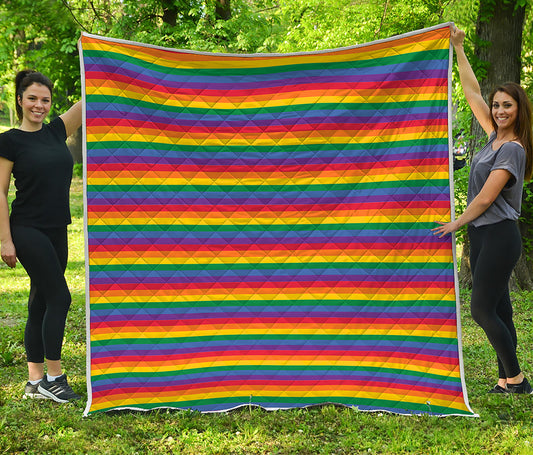 Rainbow Stripe Print Quilt