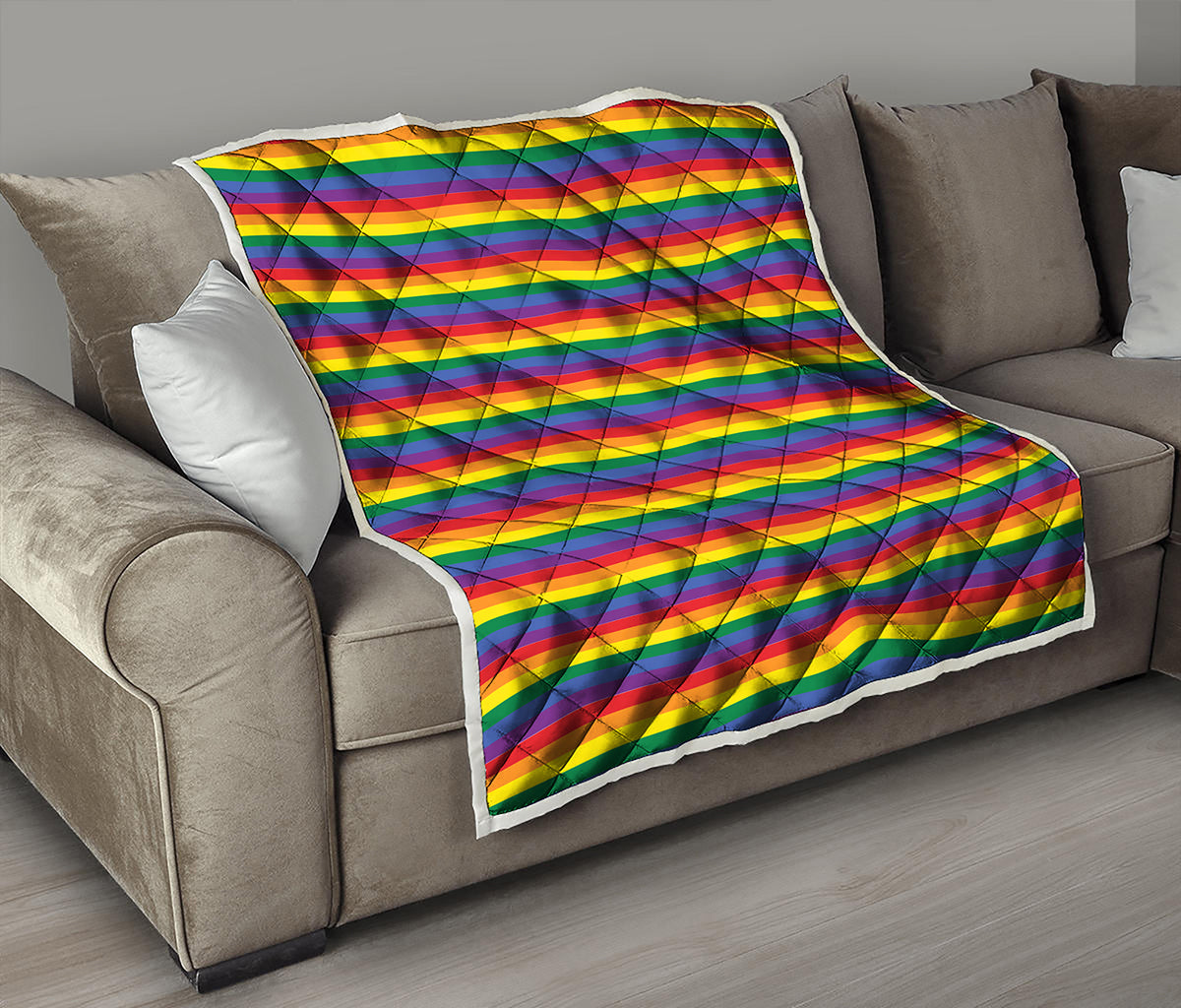 Rainbow Stripe Print Quilt