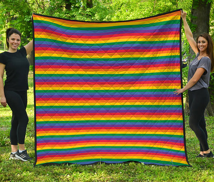 Rainbow Stripe Print Quilt