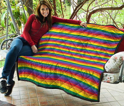 Rainbow Stripe Print Quilt