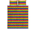 Rainbow Stripe Print Quilt Bed Set