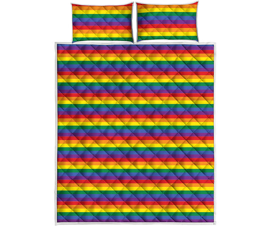 Rainbow Stripe Print Quilt Bed Set