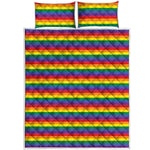Rainbow Stripe Print Quilt Bed Set