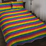 Rainbow Stripe Print Quilt Bed Set