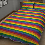 Rainbow Stripe Print Quilt Bed Set