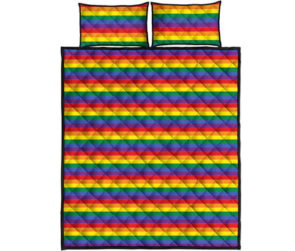 Rainbow Stripe Print Quilt Bed Set