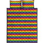 Rainbow Stripe Print Quilt Bed Set