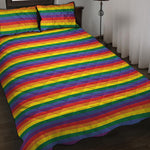 Rainbow Stripe Print Quilt Bed Set