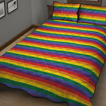 Rainbow Stripe Print Quilt Bed Set