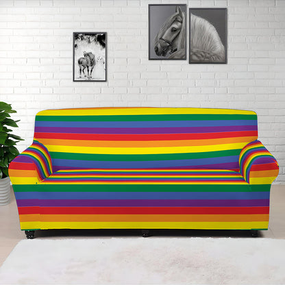 Rainbow Stripe Print Sofa Cover