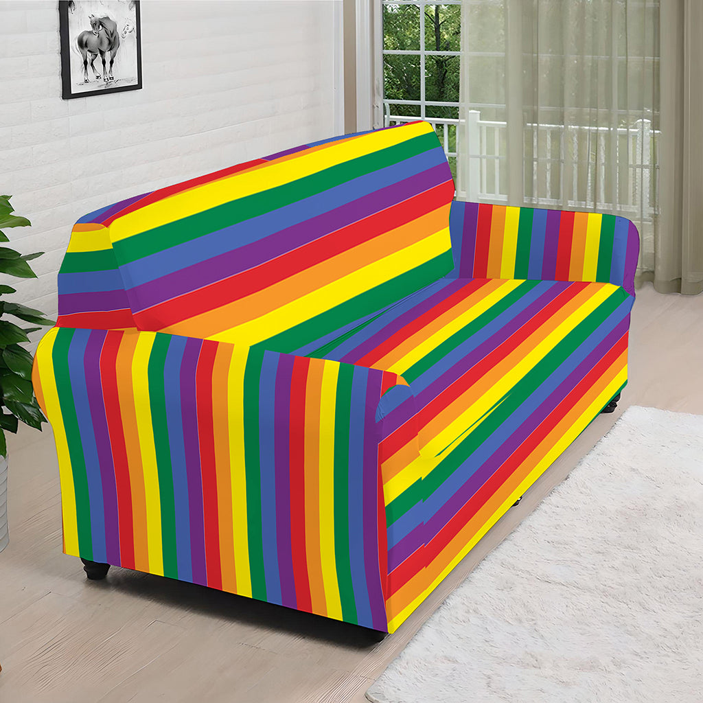 Rainbow Stripe Print Sofa Cover