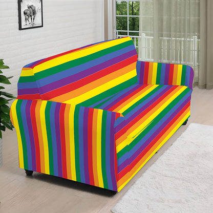 Rainbow Stripe Print Sofa Cover