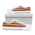 Rainbow Stripe Print White Low Top Sneakers