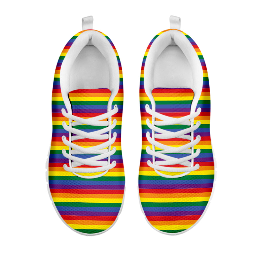 Rainbow Stripe Print White Sneakers