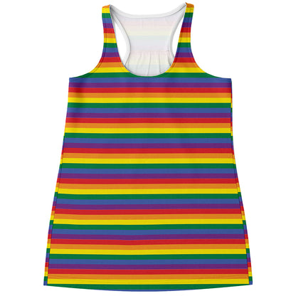 Rainbow Stripe Print Women's Racerback Tank Top