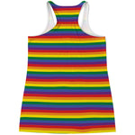 Rainbow Stripe Print Women's Racerback Tank Top